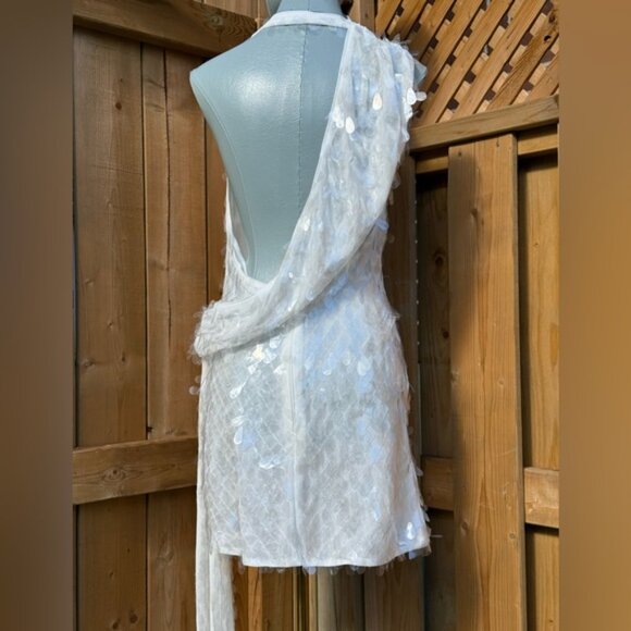 🆕 MISHA COLLECTION 🧿 NWOT The Sapphire Sequins Mini Dress, Ivory Sz M US 6 - Picture 7 of 16